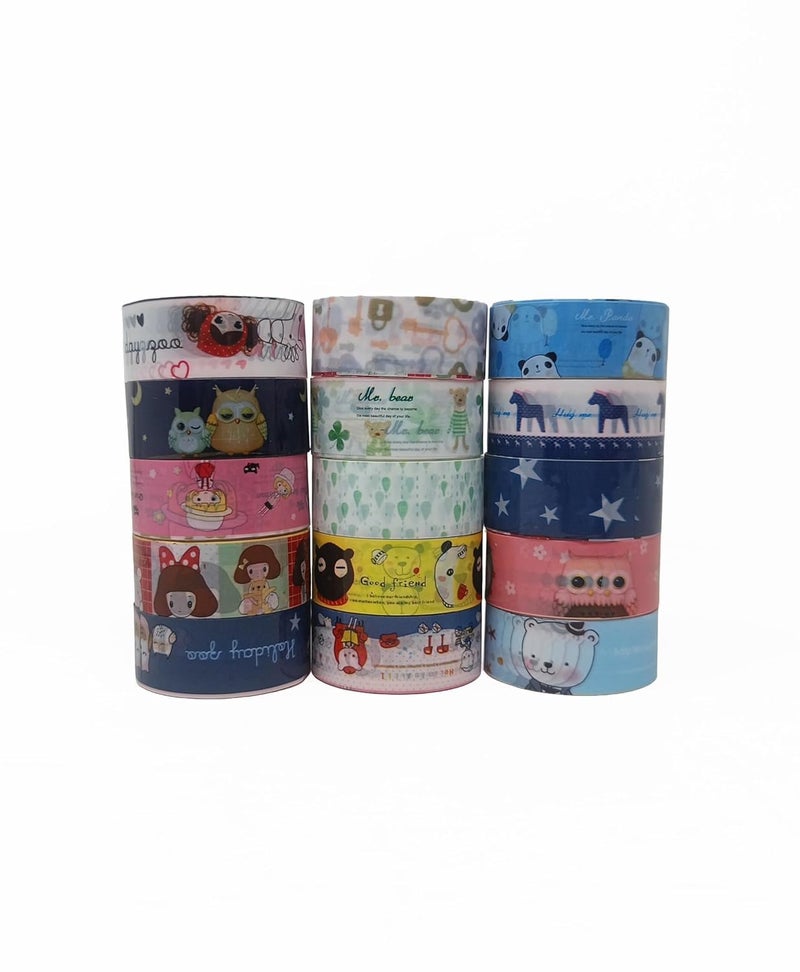 Generic Geeta Store Multicolor Washi Tape Set Decorative Masking Paper Tape for Scrapbooking Planners Gift Wrapping DIY Crafts Pack of 5  - Image 2