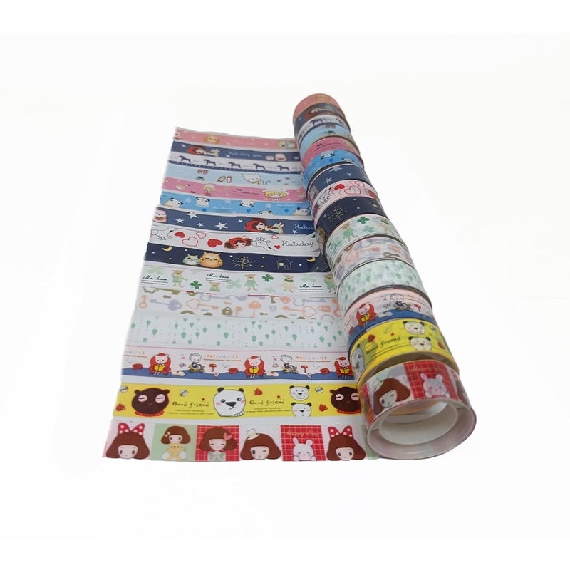 Generic Geeta Store Multicolor Washi Tape Set Decorative Masking Paper Tape for Scrapbooking Planners Gift Wrapping DIY Crafts Pack of 5  - Image 1