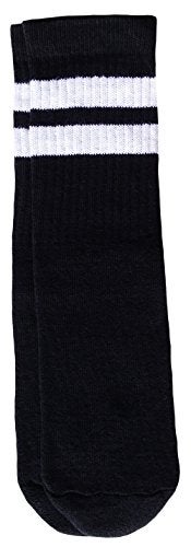 SKATERSOCKS Skater Socks 14" Kids Black tube socks with White stripes style 2 - Image 4