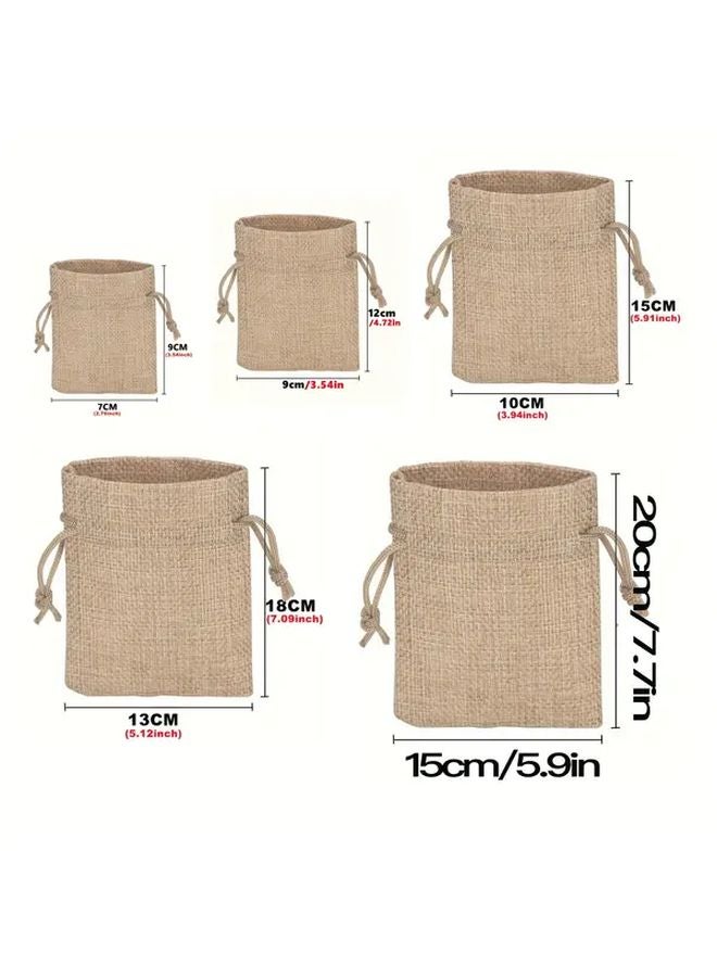 10 Pcs Reusable Linen Gift Bags 5 Sizes Drawstring Jewelry Pouches Wedding Christmas - Image 1