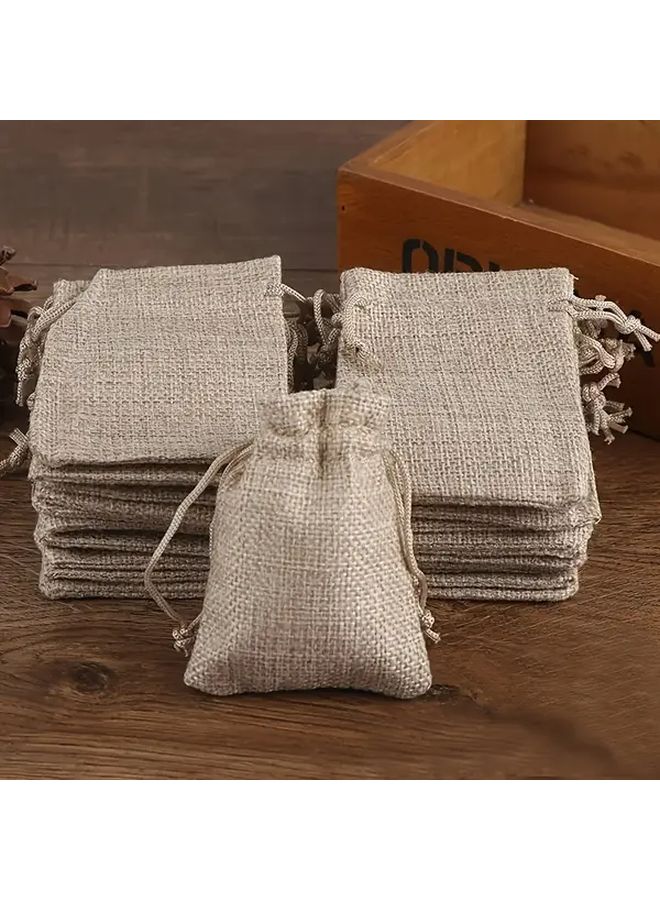 10 Pcs Reusable Linen Gift Bags 5 Sizes Drawstring Jewelry Pouches Wedding Christmas - Image 5