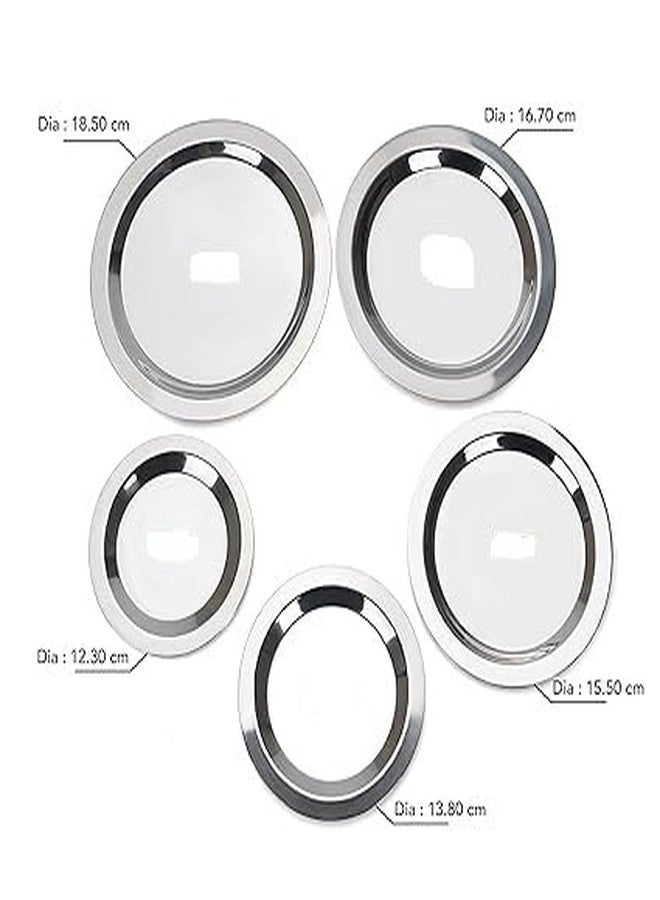 Stainless Steel Heavy Gauge Ciba/Lids/Tope/Cheeba Cover Set of 5 Pcs (12.3cm, 13.8cm, 15.5cm, 16.7cm, 18.5cm), Silver - Image 4