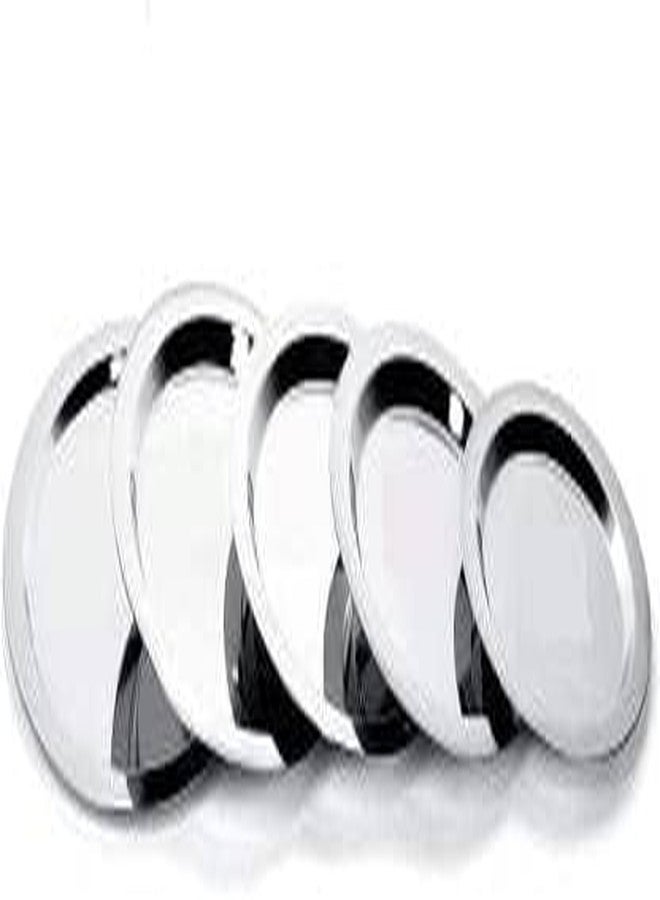 Stainless Steel Heavy Gauge Ciba/Lids/Tope/Cheeba Cover Set of 5 Pcs (12.3cm, 13.8cm, 15.5cm, 16.7cm, 18.5cm), Silver - Image 1