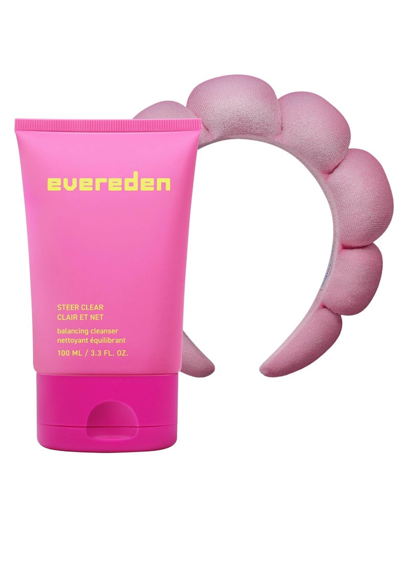 Evereden Evereden Steer Clear Balancing Jelly Cleanser | Cute Terry Headband | Gentle and Vegan Pre Teen Face Wash for Oily & Pimple-Prone Skin - Deeply Cleanses - Removes Dirt - Leaves Skin Fresh & Clean  - Image 1