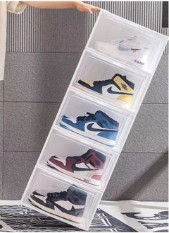 GoldenLike Shoe Storage Box,Stackable Shoe Organizer for Closet,5 Pack Plastic Shoe Storage Containers with Lids,Space Saving Shoe Sneaker Containers Fit up to US Size 12(Transparent)  - Image 1
