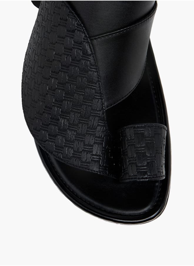 LBL by Shoexpress Men's Embroidered Slip-On Arabic Sandals with Toe Loop Detail  - Image 3