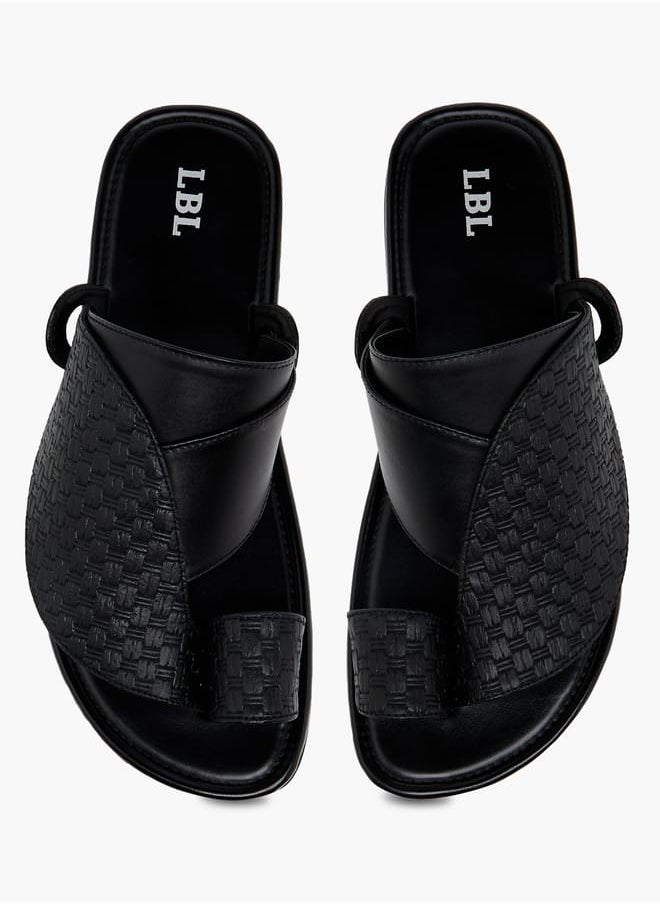 LBL by Shoexpress Men's Embroidered Slip-On Arabic Sandals with Toe Loop Detail  - Image 1