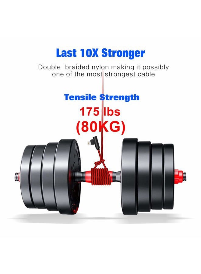 APFEN 90 Degree [3-Pack] 10FT/3M Heavy Duty iPhone Gaming Charger Cable Compatible with iPhone Xs Max/XS/XR/7/7Plus/X/8/8Plus/6S/6S Plus/SE (Black Red, 10FT) - Image 5