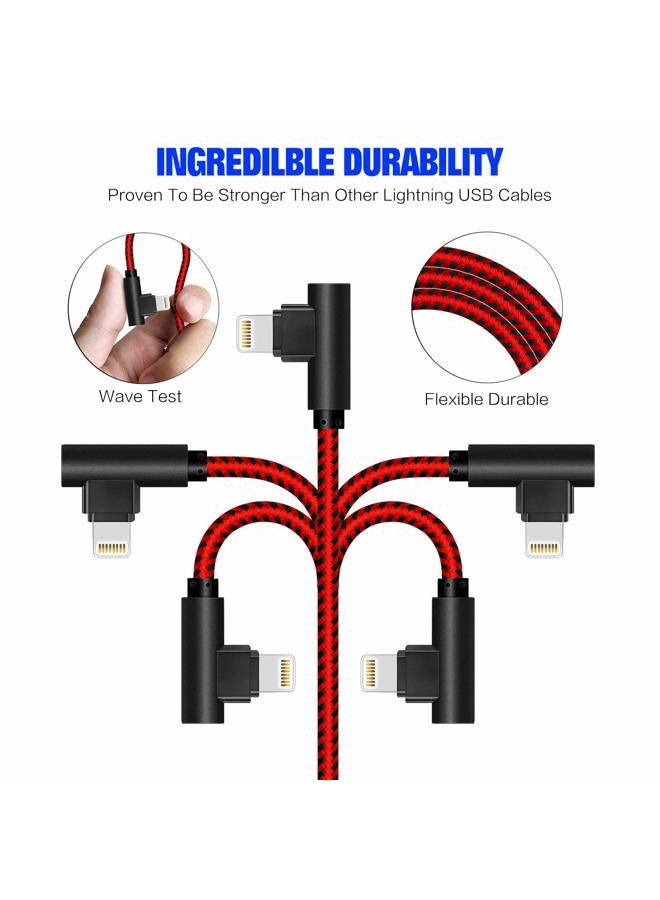 APFEN 90 Degree [3-Pack] 10FT/3M Heavy Duty iPhone Gaming Charger Cable Compatible with iPhone Xs Max/XS/XR/7/7Plus/X/8/8Plus/6S/6S Plus/SE (Black Red, 10FT) - Image 2