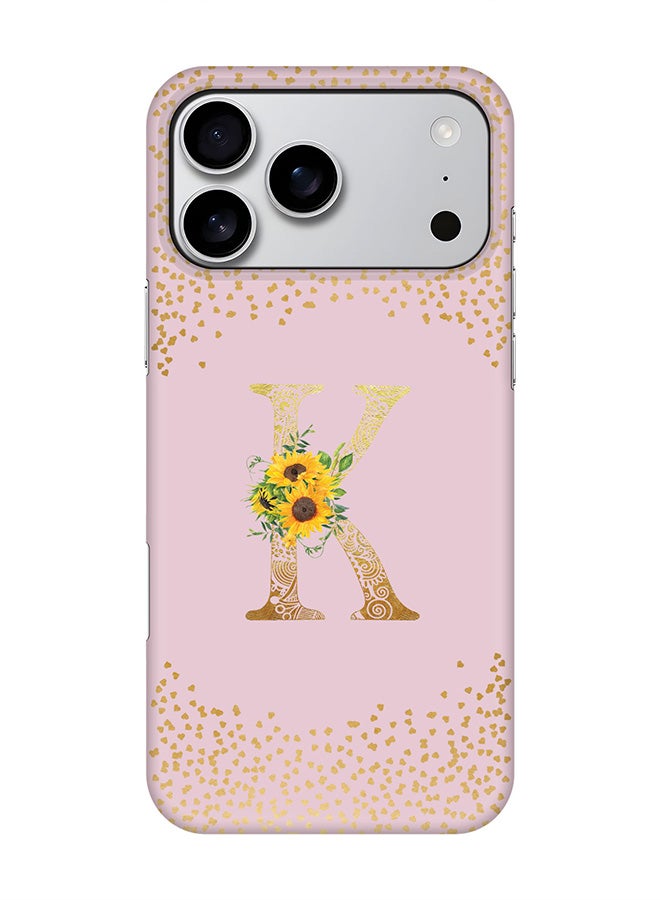 Stylizedd For iPhone 17 Pro Max,Case, [Compatible with MagSafe] Magnetic cover Slim fit Protection Matte, - Custom Floral Monogram - K  (Pink )