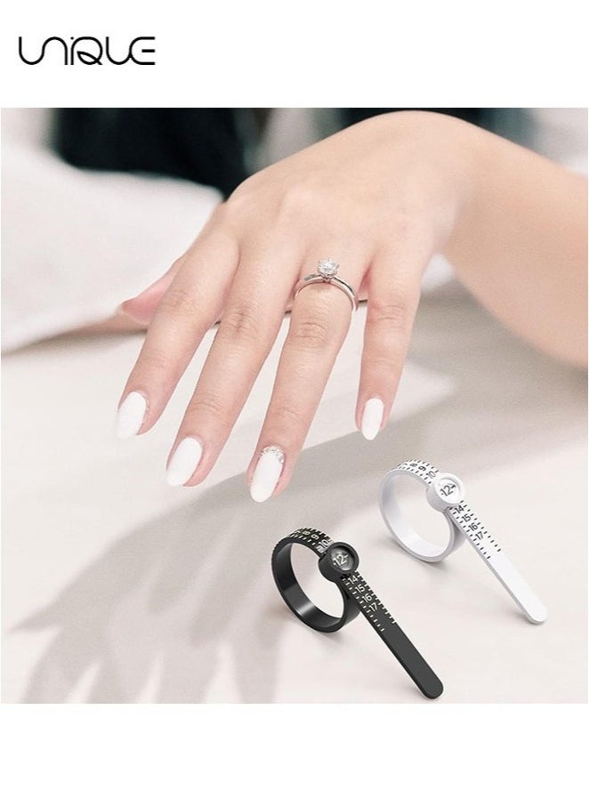 يونيك 2Pcs Ring Sizer Measuring Tool，Ring Sizer Measuring Tool with Magnifying Glass,Reusable Finger Size Tape with Magnified Glass, Clear and Accurate Jewelry Sizing Tool 1-17 USA Rings(Black/White)  - Image 4
