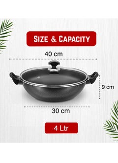 SONEX Sonex Cooking Wok With Glass Lid 30 cm & 4 Ltr Capacity, Teflon Non-Stick Coating, PFOA Free & Bakelite Heat Resistant Handle, Durable, Long Lasting Construction, Even Heating, Easy to Clean  - Image 4