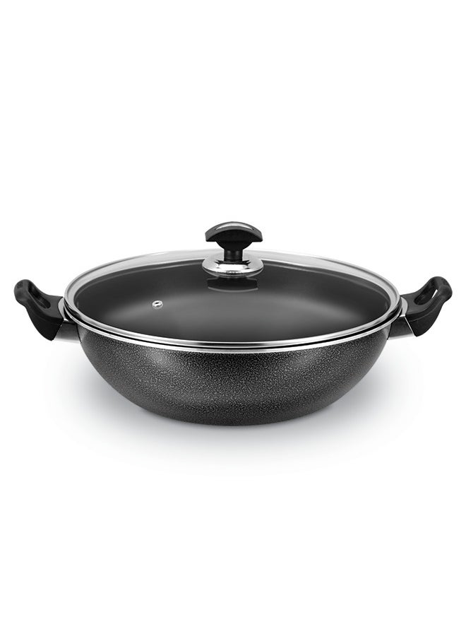 SONEX Sonex Cooking Wok With Glass Lid 30 cm & 4 Ltr Capacity, Teflon Non-Stick Coating, PFOA Free & Bakelite Heat Resistant Handle, Durable, Long Lasting Construction, Even Heating, Easy to Clean  - Image 1