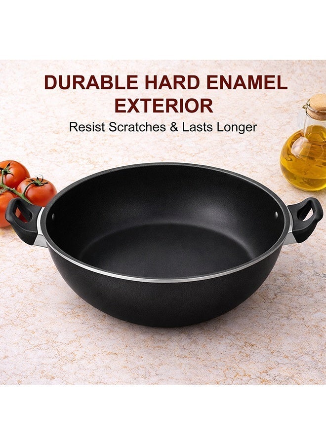 سونكس مقلاة طهي سونيكس مع غطاء زجاجي 30 سم وسعة 4 لتر، طلاء تيفلون غير لاصق، خالية من مادة PFOA ومقبض مقاوم للحرارة من الباكليت، هيكل متين يدوم طويلاً، تسخين متساوي، سهل التنظيف - Image 3