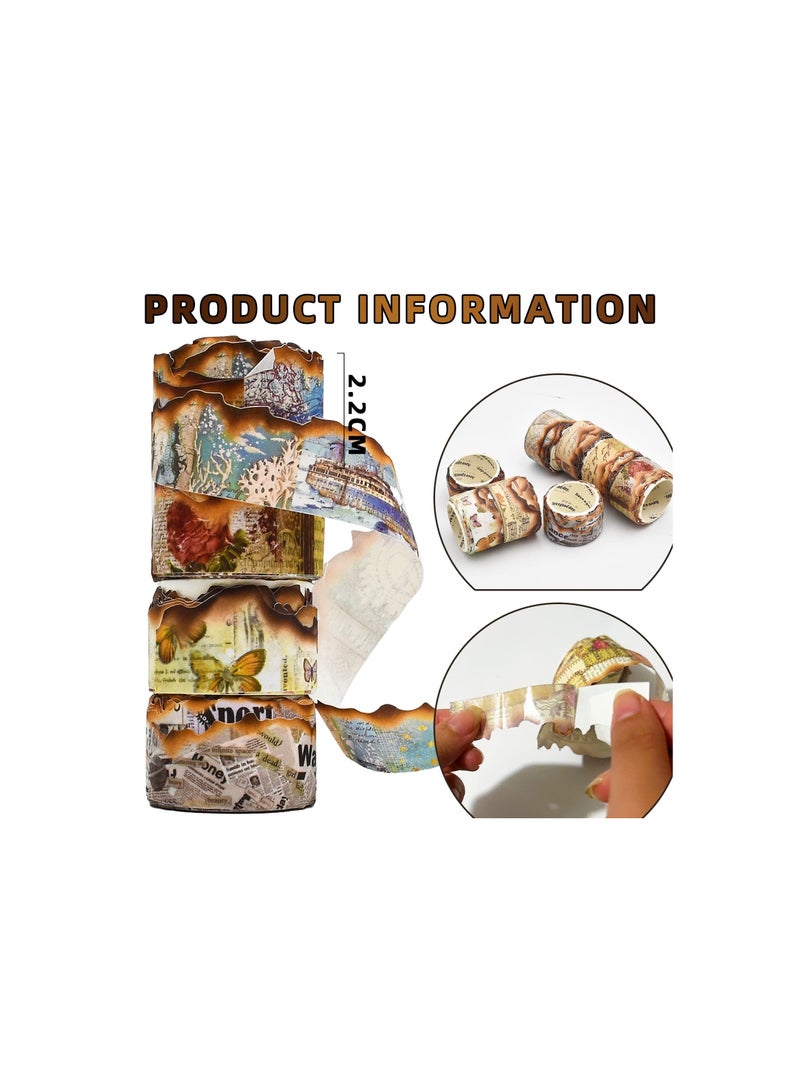 SOLARAE Retro Washi Tape Stickers, 8 Roll Vintage Looking Scrapbook Masking Tape Decorative Butterfly Plant Manuscript Nautical Music Score for DIY Diary Planner Bullet Junk Journal Art Craft Supplies - Image 5