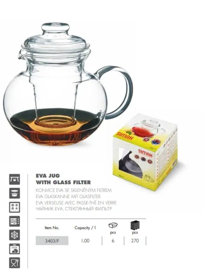 Simax Glassware 1-liter glass-in-glass thermal pitcher with filter, SIMAX Czech - Image 2