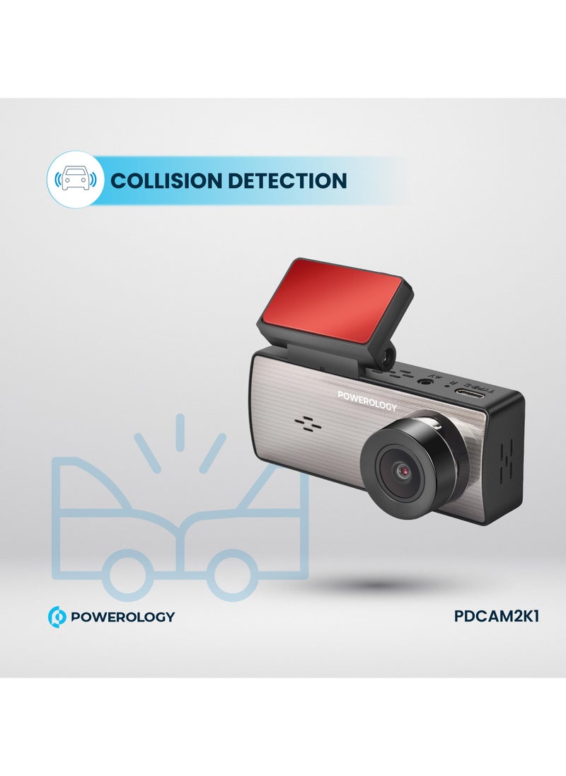 Dash Camera with 3.16" LCD Screen and Dual Recording / Parking Monitor / Loop Recording / 150° 4-Lane View /Speaker / 2k Front Camera / FHD Rear or Inside Camera - Black