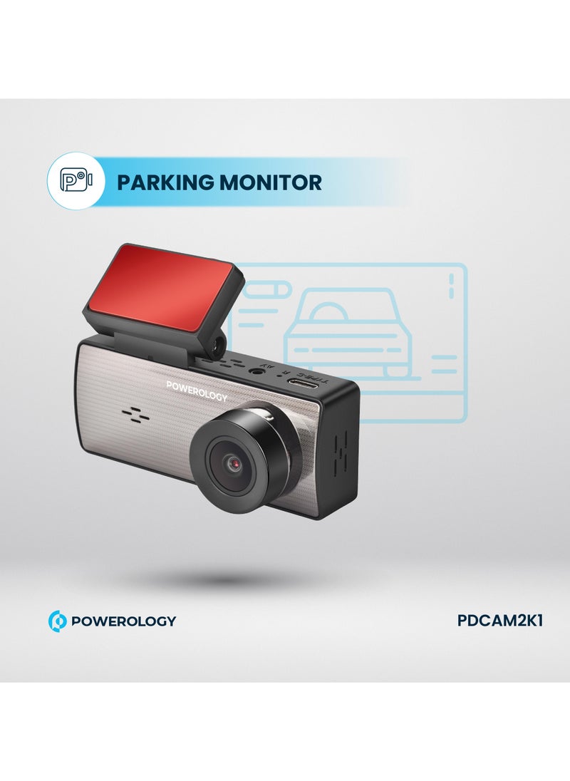 Dash Camera with 3.16" LCD Screen and Dual Recording / Parking Monitor / Loop Recording / 150° 4-Lane View /Speaker / 2k Front Camera / FHD Rear or Inside Camera - Black