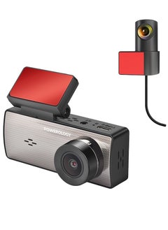 Powerology Dual Recording Dash Camera with 3.16" LCD Screen / Parking Monitor / Loop Recording / 150° 4-Lane View / Collision Detection / Built-in MIC and Speaker / 2k Front Camera / FHD Rear or Inside Camera - Black  - Image 1