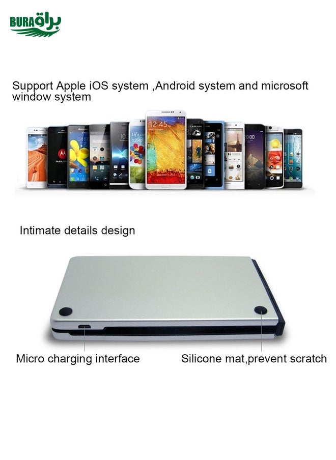 BURAQ - F66 Foldable Bluetooth Wireless 66 Keys Keyboard, Support Android / Windows / iOS (Silver) - Image 1