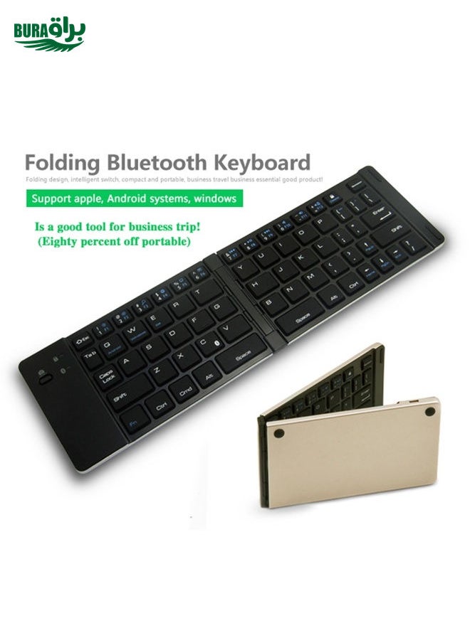 BURAQ - F66 Foldable Bluetooth Wireless 66 Keys Keyboard, Support Android / Windows / iOS (Silver) - Image 1