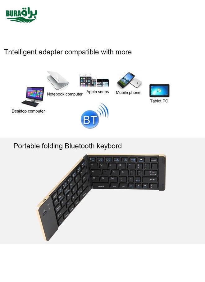 BURAQ - F66 Foldable Bluetooth Wireless 66 Keys Keyboard, Support Android / Windows / iOS (Silver) - Image 1