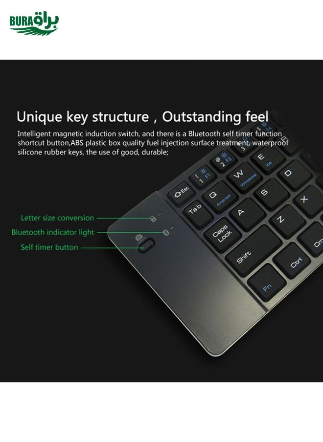 BURAQ - F66 Foldable Bluetooth Wireless 66 Keys Keyboard, Support Android / Windows / iOS (Silver) - Image 1