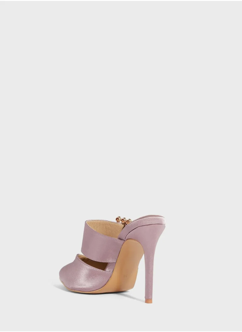 Khizana Jewelled Buckle Satin Slip On Pump