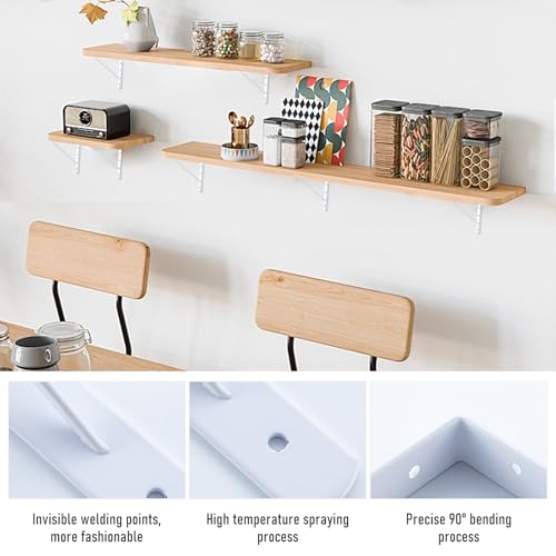 HOME MASTER HARDWARE 10 x 8 inch Metal Shelf Brackets, 90° Triangle L-Bracket, Wall Mount Supports for Floating Shelves w/ Screws, White 10-Pack - Image 3