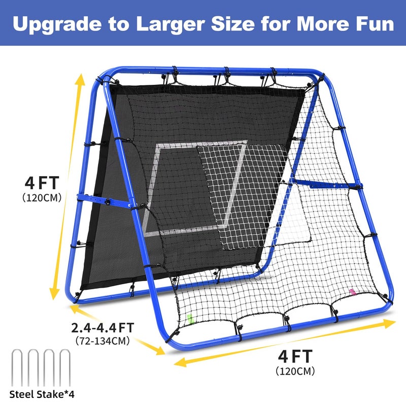 BAGAIL BAGAIL Double-Sided Rebounder Net, Football Nets, Adjustable Angles, Adjustable Structure, Rebound Net with Target for Skill Training, Portable Football Goals for the Garden, 120 x 120 cm - Image 2