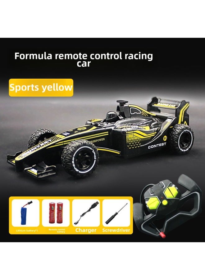 Generic F1 Mini Formula Racing Rechargeable Professional Drift Electric Remote Control Car Fall-resistant Children's Sports Car Children's Toy-Color:Formula F1 Remote Control Car [vitality Yellow]]-Proportion:(Charging) A Set Of Rechargeable Battery + Fifth Battery + Screwdriver  - Image 1