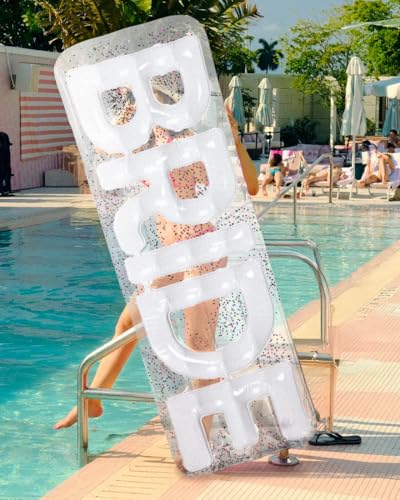 xo, Fetti Clear Bride Pool Float, Multicolor Confetti - 6 Ft. | Bachelorette Party Decorations, Beach Bridal Shower Supplies, Cute Bridal Decor - Image 5