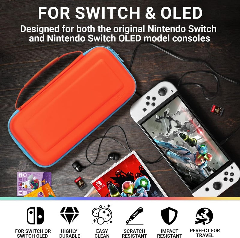 Orzly Carrying Case for Nintendo Switch OLED Console with Accessories and Game Storage Compartment - Easy Clean Case Gift Boxed - Image 3