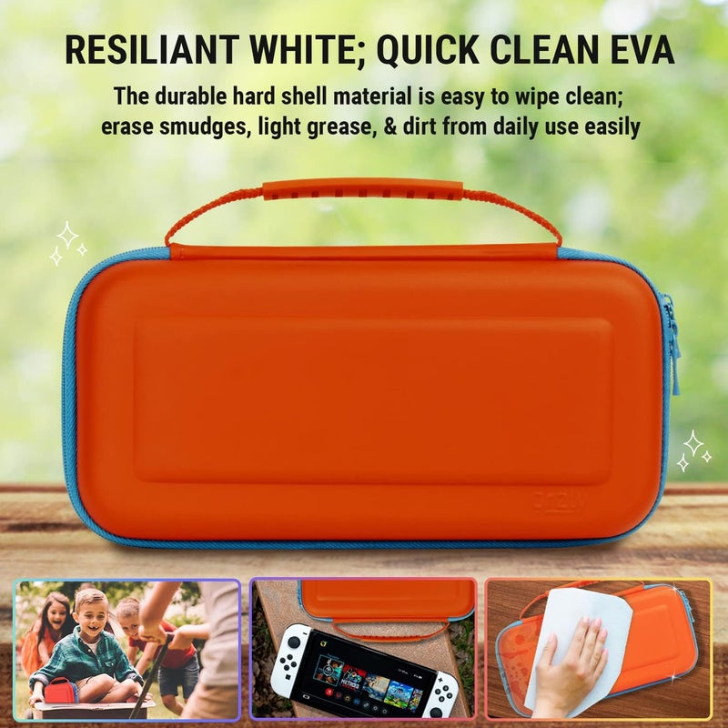 Orzly Carrying Case for Nintendo Switch OLED Console with Accessories and Game Storage Compartment - Easy Clean Case Gift Boxed - Image 5