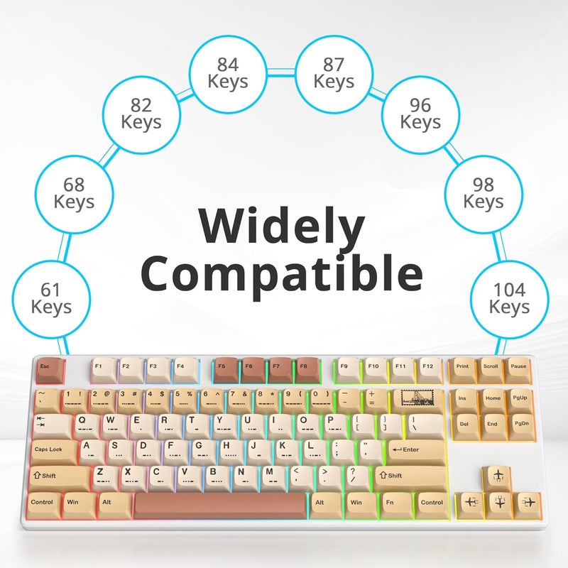 surmen 139 XDA Profile PBT Keycaps 75 Percent, Custom keycaps Dye Sublimation with ISO Keys for 61/68/82/87/108 Mechanical Keyboard (Stamp) - Image 4