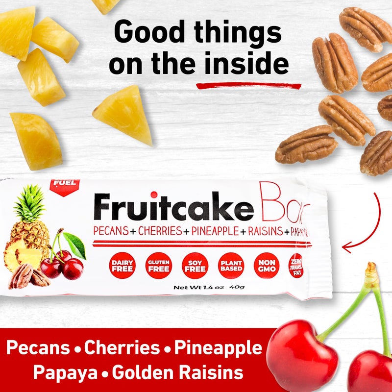 Collin Street Bakery Fruitcake Bar - Chewy Breakfast Bar & On-the-Go Snack - Gluten Free, Soy Free, & Dairy Free Fruit & Nut Bar - Individually Wrapped Soft Snack Bars (1.4.oz each) - 12 Pack - Image 2