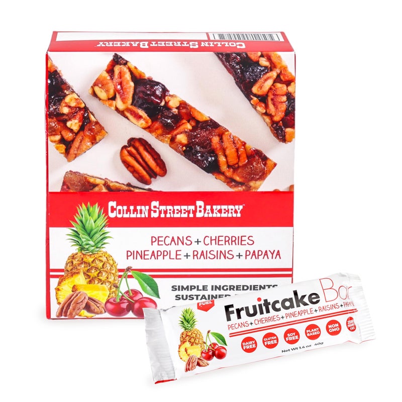 Collin Street Bakery Fruitcake Bar - Chewy Breakfast Bar & On-the-Go Snack - Gluten Free, Soy Free, & Dairy Free Fruit & Nut Bar - Individually Wrapped Soft Snack Bars (1.4.oz each) - 12 Pack - Image 1