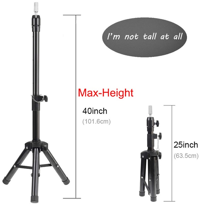 Vivian VIVIAN Wig Stand Tripod Mannequin Head Stand Metal Adjustable Heavy Duty Wig Head Stand for Canvas Block Head Cosmetology Hairdressing Training Doll Head and Styling Making Wigs - Image 3