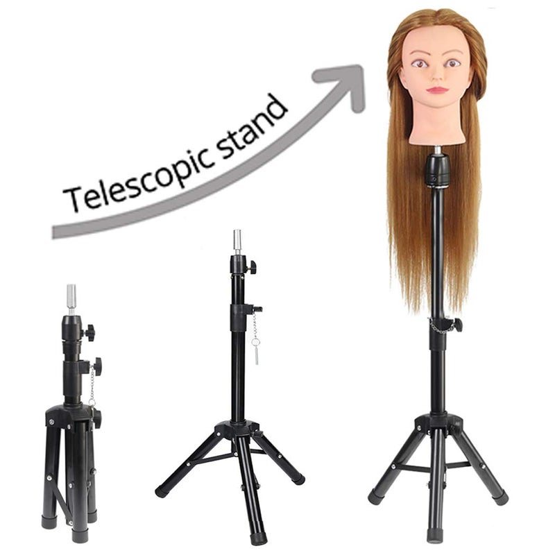 Vivian VIVIAN Wig Stand Tripod Mannequin Head Stand Metal Adjustable Heavy Duty Wig Head Stand for Canvas Block Head Cosmetology Hairdressing Training Doll Head and Styling Making Wigs - Image 2