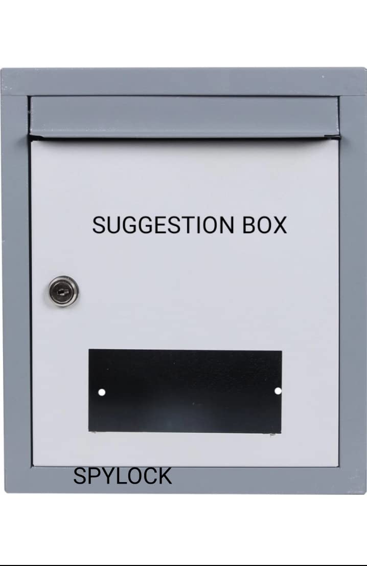 SPYLOCK Metal Suggestion Box Compaint Box Mail Box Letter Box Wall Mountable Box Donation Box Suggestion Box for Office SchoolCollage Grey - Image 1