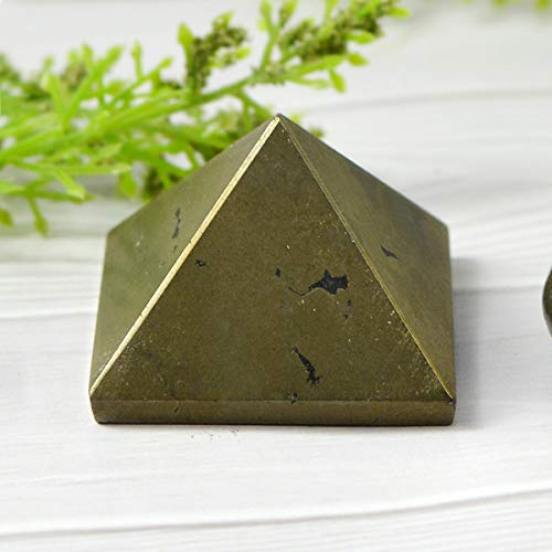 Crystu Natural Pyrite Pyramid for Reiki Healing and Crystal Healing Stone Pyramid Size 30-35 mm (Color : Golden) Pack of 1 pc - Image 2