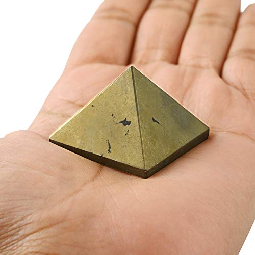 Crystu Natural Pyrite Pyramid for Reiki Healing and Crystal Healing Stone Pyramid Size 30-35 mm (Color : Golden) Pack of 1 pc - Image 1