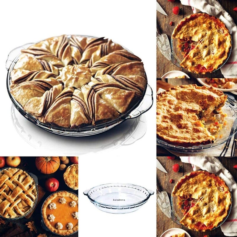 Shivaaro Glass Pie Plate with Handles Tempered Glass Pie Pan for Baking All Kinds of Pie Round Glass Baking Dish Pie Baking Dish 1 500 ML - Image 4