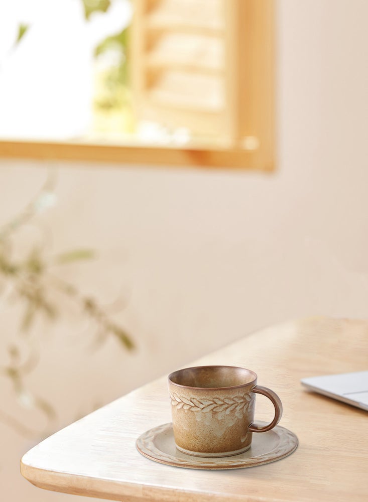 بيرفيي مجموعة من 2 أكواب قهوة من السيراميك بسعة 200 مل، أكواب قهوة كبيرة مع صحون مثالية لعشاق القهوة والشاي - Image 5