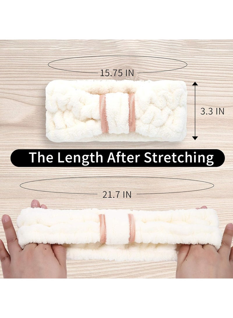 إسكدنيا 3-Pack Women’s Spa Microfiber Headbands - for Face Washing, Makeup Removal, Pink, White, Black - Image 2