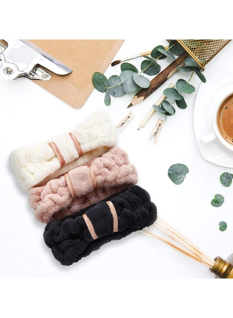 إسكدنيا 3-Pack Women’s Spa Microfiber Headbands - for Face Washing, Makeup Removal, Pink, White, Black - Image 5