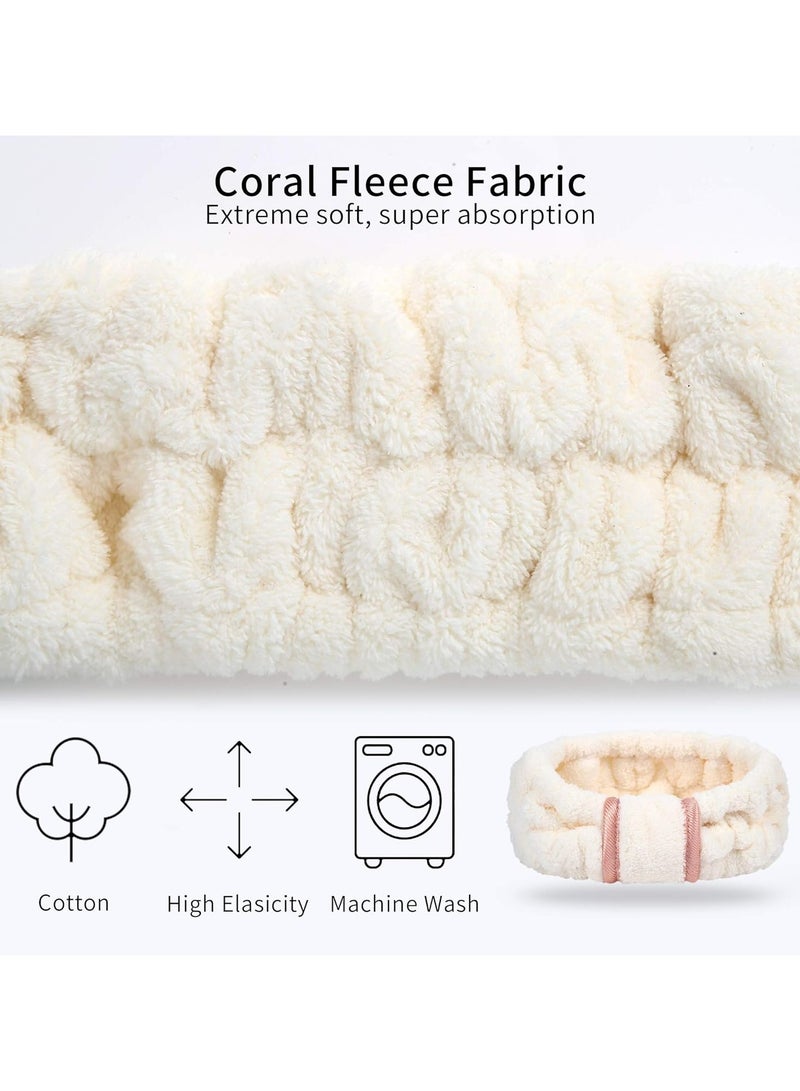 إسكدنيا 3-Pack Women’s Spa Microfiber Headbands - for Face Washing, Makeup Removal, Pink, White, Black - Image 3