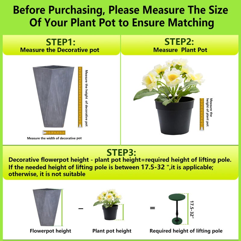 Axcoix Adjustable Height Plant Risers for Inside Pots, 12-21" Planter Inserts for Large Pots, Planter Lift Insert for Tall Square Round Taper Planters (6" 8" 10" Base or Top) - Image 3