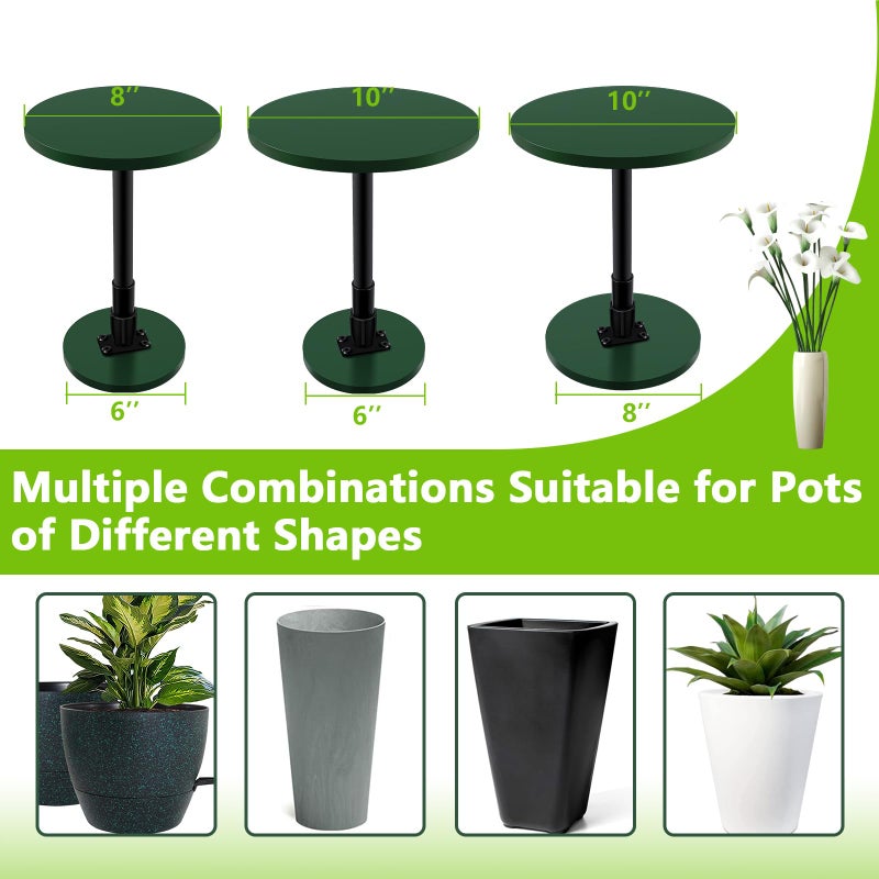 Axcoix Adjustable Height Plant Risers for Inside Pots, 12-21" Planter Inserts for Large Pots, Planter Lift Insert for Tall Square Round Taper Planters (6" 8" 10" Base or Top) - Image 2
