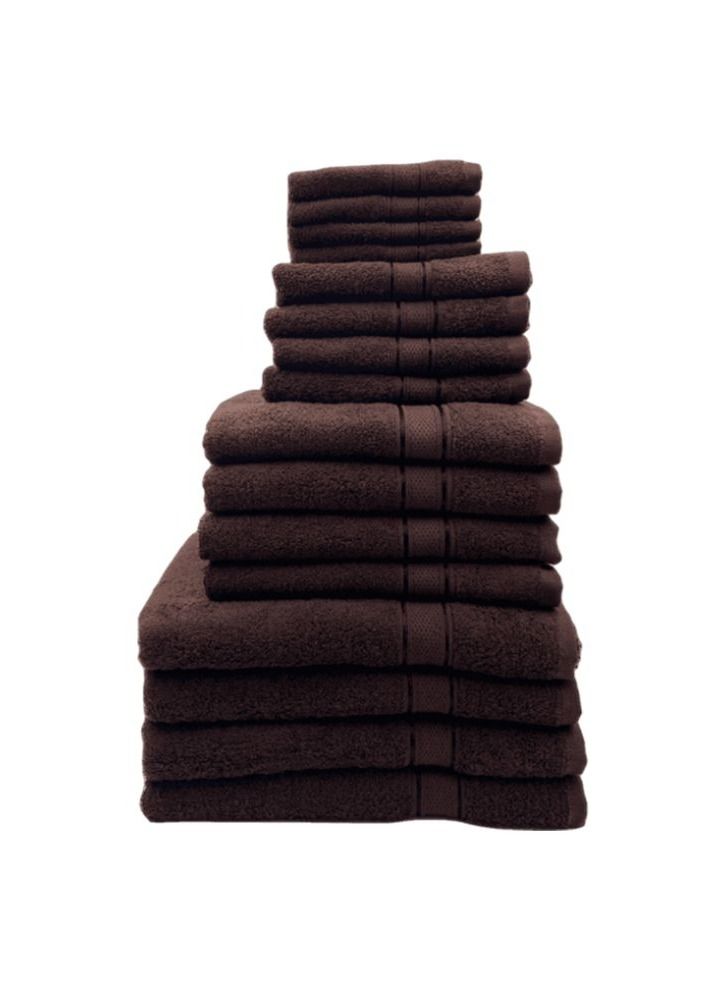 BYFT Daffodil (Brown) 100% Cotton Premium Bath Linen Set (4 Face, 4 Hand, 4 Adult Bath and 4 Kids Bath Towel) Family Pack of 16 Pcs  - Image 1